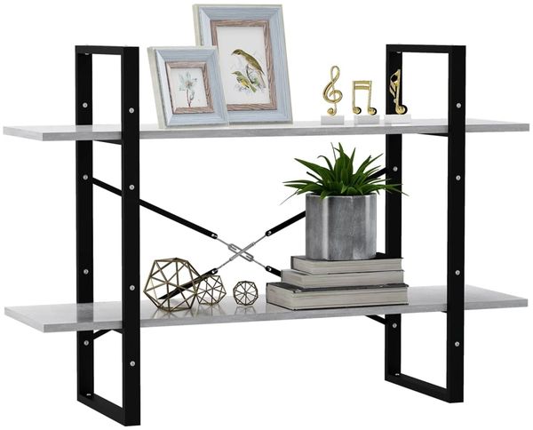 vidaXL Bücherregal 2 Fächer Betongrau 100x30x70 cm Holzwerkstoff 806471 Bild 4