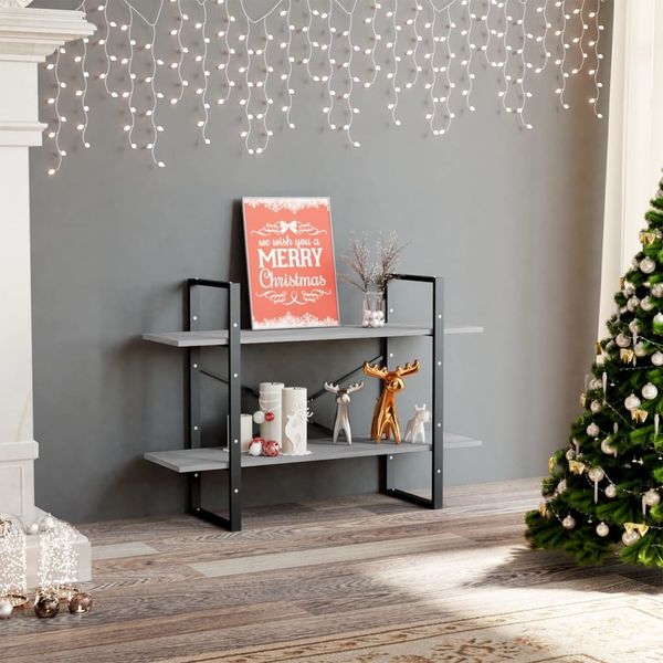 vidaXL Bücherregal 2 Fächer Betongrau 100x30x70 cm Holzwerkstoff 806471