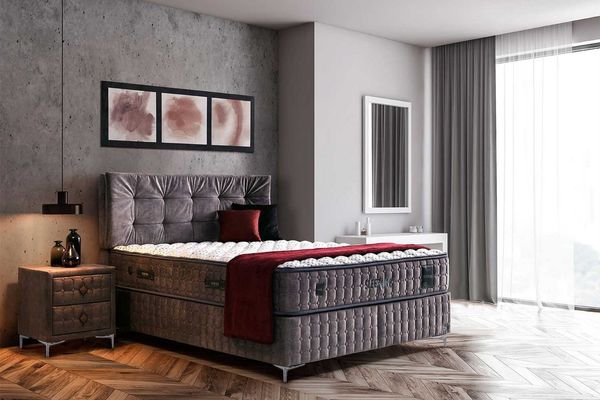 Pointhome Boxspringbett Set, Sleepure, Schlafzimmerbett, Matratze mit Topper, H3 / H4 (Fest) (1 x Matratze, 2 x Bettkasten, 1 x Bettkopfteil), Abnehmbarer & waschbarer Topper mit Reißverschluss, Matratzenhöhe:31cm