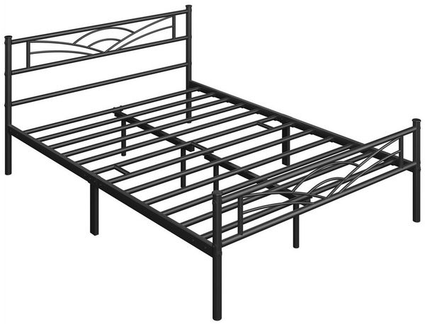 Yaheetech Metallbett mit Lattenrost, Wolkenmuster, Schwarz, 140x200 cm