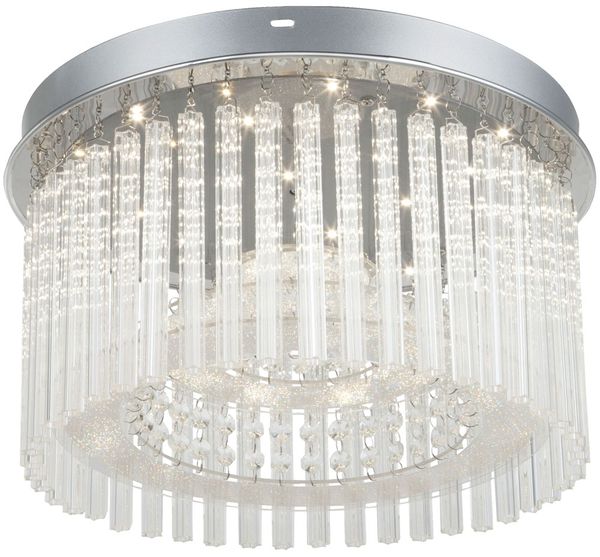 LED Deckenleuchte, Glasstäbe, Chrom, Durchmesser 37cm