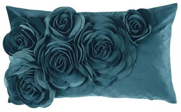 PAD Kissenhülle Samt Floral Aqua Blau (30x50 cm) 10154-I40-3050