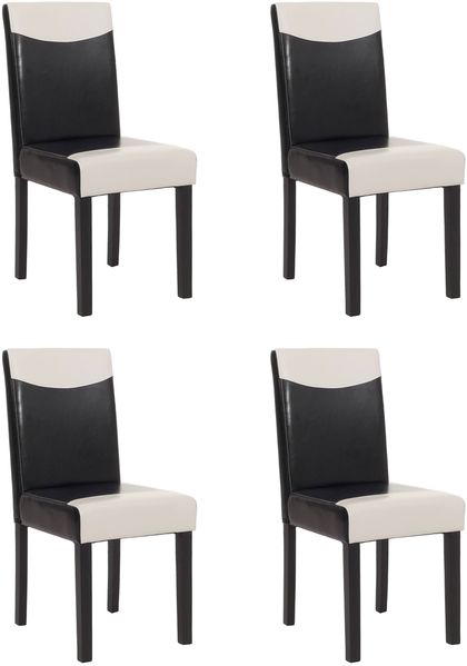 4er-Set Esszimmerstuhl Stuhl Küchenstuhl Littau ~ Kunstleder, schwarz-weiß, dunkle Beine