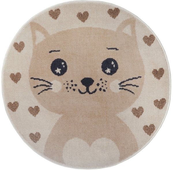 HANSE Home Kinderteppich Adventures Cat, rund, Höhe: 8 mm, Spielteppich, fest, Kinderzimmer, Kurzflor, Spielunterlage