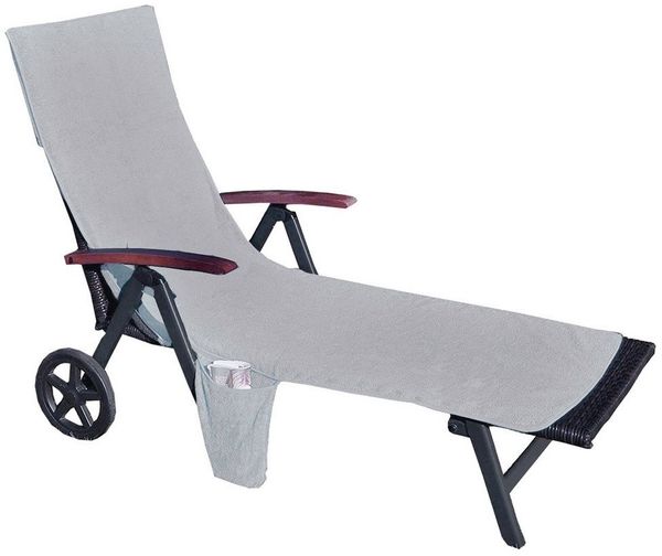 Casa Colori Handtuch Liegestuhl Auflage XXL 60x190 Frottier Auflage in Silber, Frottee (1-St), XXL