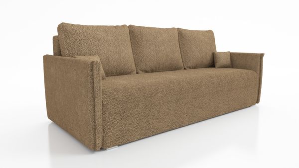 Wohnero 24 Bianca Premium Schlafsofa 207x93 cm mit Bettkasten & Schlaffunktion – 191x142 cm Liegefläche, 3-Sitzer Design Sofa - Beige Bild 2