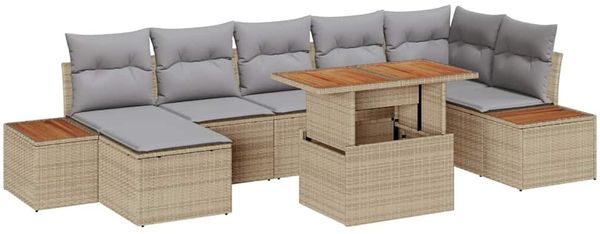 vidaXL Garten Essgruppe mit Kissen 8 pcs Beige und Grau 3350092