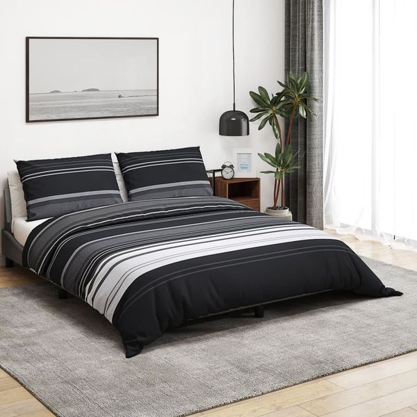 vidaXL Bettwäsche-Set Schwarz und Weiß 135x200 cm Baumwolle 136499