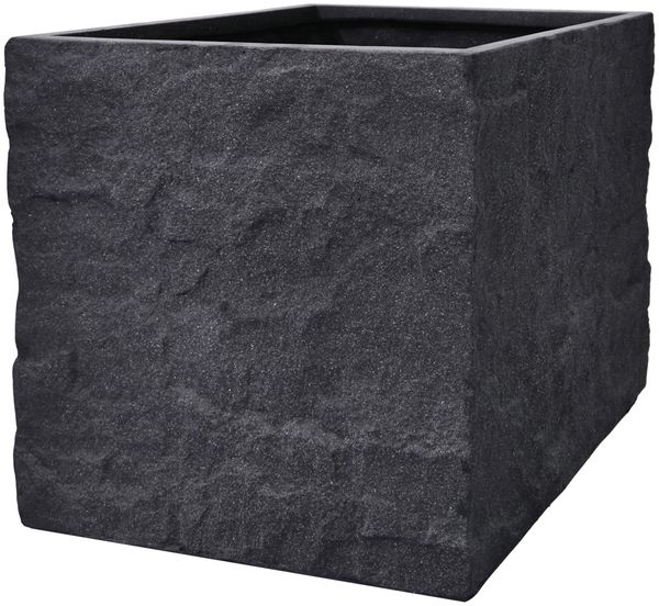 Pflanzgefäß The Rock Pflanzkasten Blumenkasten 53x50 cm Steinoptik Anthrazit