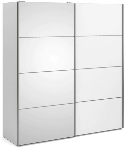Dmora Kleiderschrank 2 Türen Angri, Schlafzimmermöbel, Schrank, Garderobe, 182x64 h202 cm, Weiß