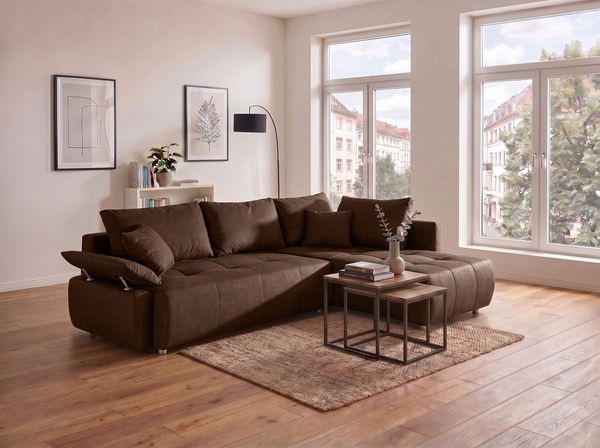COLLECTION AB Ecksofa Funtastic, Breite 213 cm, mit Schlaffunktion, Bettkasten, Armverstellung und Bonnelfederkern