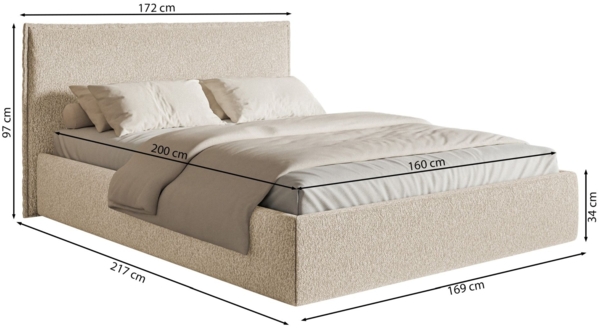 Selsey 'Softie Slim' Polsterbett 160×200 mit Bettkasten und Lattenrost, Chenille, hellblau Bild 5