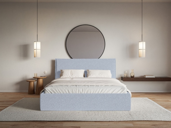 Selsey 'Softie Slim' Polsterbett 160×200 mit Bettkasten und Lattenrost, Chenille, hellblau Bild 2