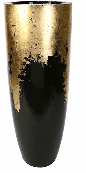 GILDE Pflanzgefäß Konus - gold-schwarz - H. 75cm x D. 35cm - 89260