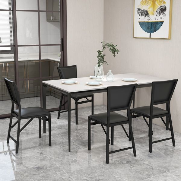 2er Set Esszimmerstühle mit Metallrahmen Klappbare Polsterstühle Küchenstühle