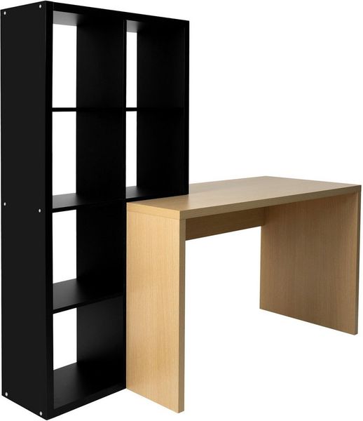 OTTO home Regal-Schreibtisch Triest, Computertisch mit Raumtrenner, Breite 156 cm, Regalelement flexibel montierbar, 6 Fächer, Tischbreite 120 cm