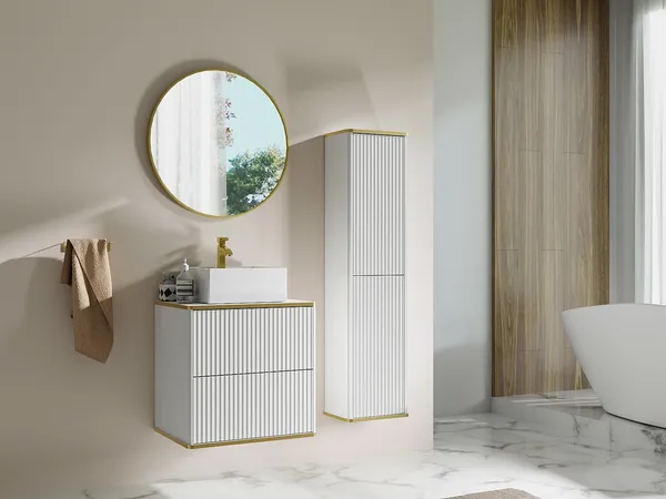 Vente-unique - KELIZA Bathroom furniture set Holz, Platte Weiß - B 47 cm x H 54 cm x L 60 cm