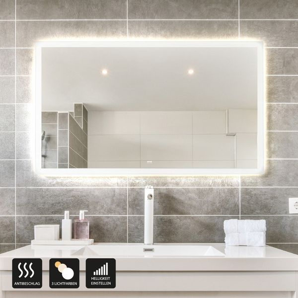 HOME DELUXE LED-Spiegel Rechteckig NOLA – 90 x 70 cm