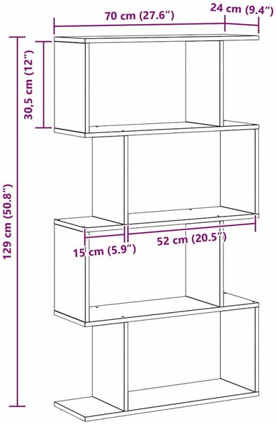 vidaXL Bücherregal Schwarz Eichen-Optik 70 x 24 x 129 cm Holzwerkstoff 879670 Bild 12