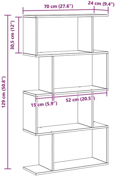 vidaXL Bücherregal Schwarz Eichen-Optik 70 x 24 x 129 cm Holzwerkstoff 879670 Bild 11