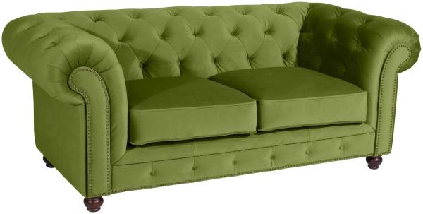 Sofa 2-Sitzer Kathe Bezug Samtvelours Buche nussbaum dunkel / oliv 22497