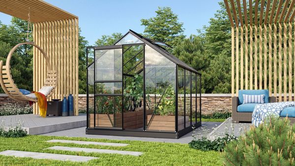 Vitavia Aktionsangebot (inkl. 60 Euro Zubehör): Gewächshaus "Venus 5000", schwarz, 5,0 m²,3 mm ESG