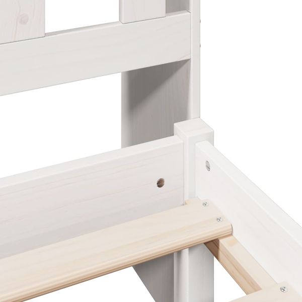vidaXL Massivholzbett mit Regal ohne Matratze Weiß 140x190 cm Kiefer 3321619 Bild 9
