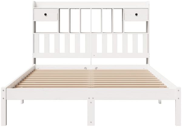 vidaXL Massivholzbett mit Regal ohne Matratze Weiß 140x190 cm Kiefer 3321619 Bild 4