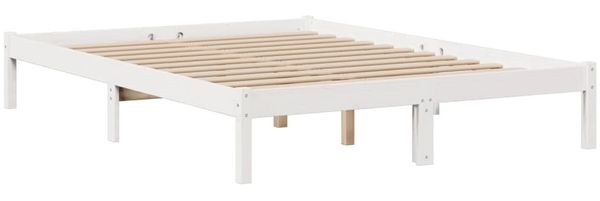 vidaXL Massivholzbett mit Regal ohne Matratze Weiß 140x190 cm Kiefer 3321619 Bild 5