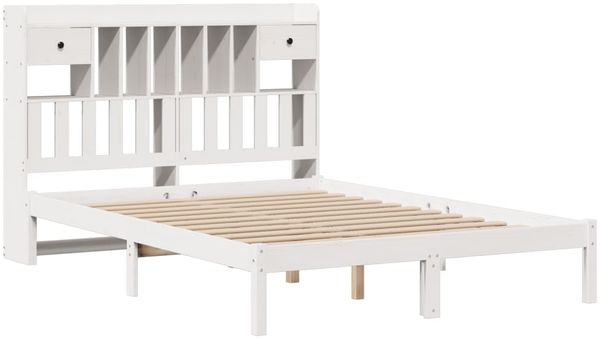 vidaXL Massivholzbett mit Regal ohne Matratze Weiß 140x190 cm Kiefer 3321619 Bild 3