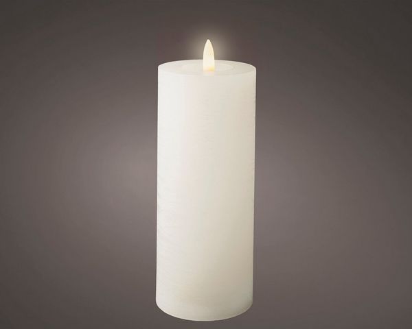 Lumineo LED-Christbaumkerzen Lumineo LED Wachskerze Weiß 19x7 cm, batteriebetrieben, 6h-Timer, Indoor, Flacker-Effekt, 2x AAA Batterien