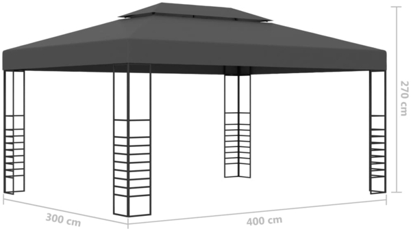 vidaXL Pavillon mit LED-Lichterkette 3x4 m Anthrazit 3070308 Bild 10