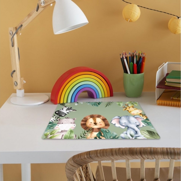 MuchoWow Platzset Tiere - Aquarell - Kind - Natur, (1-St), Kinder-Arbeitsunterlage Schreibtisch, Bastelmatte Kind, Zeichenmatte Bild 2