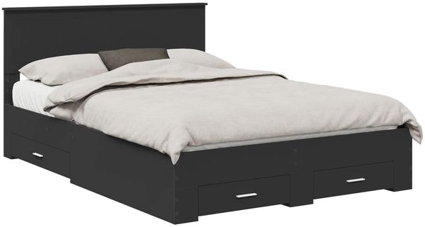 vidaXL Bettrahmen mit Schubladen Schwarz 135 x 190 cm Holzwerkstoff 3410905 Bild 2