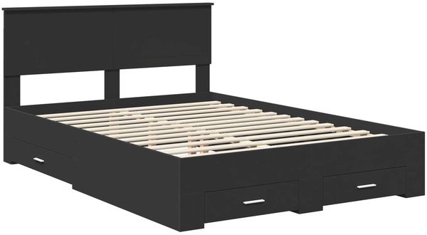 vidaXL Bettrahmen mit Schubladen Schwarz 135 x 190 cm Holzwerkstoff 3410905 Bild 4