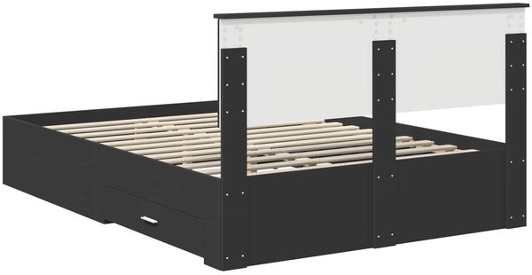 vidaXL Bettrahmen mit Schubladen Schwarz 135 x 190 cm Holzwerkstoff 3410905 Bild 10
