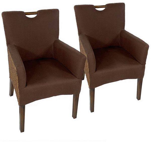 Amagohome Stuhl Polsterstuhl Polstersessel Esszimmer Stühle Set 2 Stück Rattan Armlehn