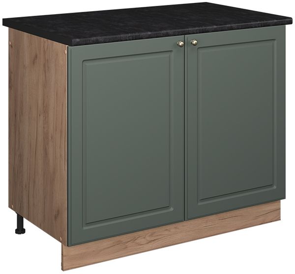 Spülenunterschrank Fame-Line Grün-Gold Landhaus/Goldkraft Eiche 100 cm, AP Anthrazit Vicco