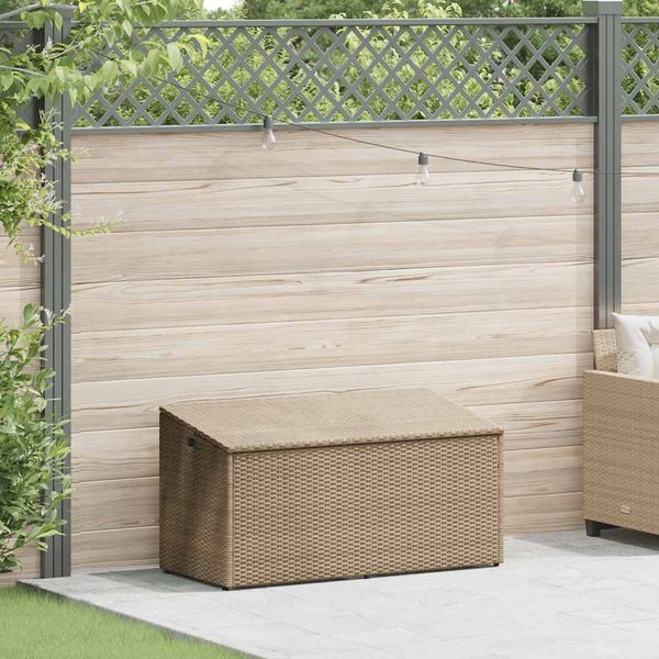 Garten-Aufbewahrungsbox, Gartenlagerbox Beige 110 x 50 x 58 cm Poly Rattan