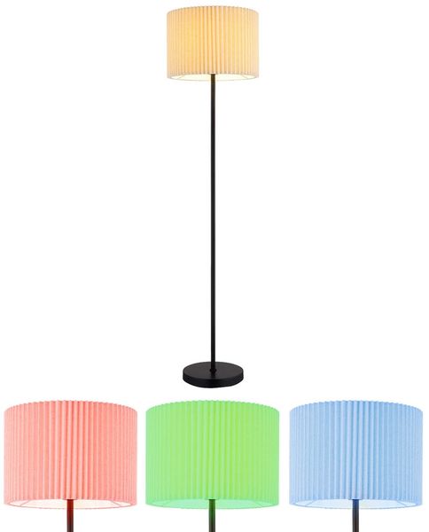 RGB LED Stehleuchte, Textil natur, schwarz, App-Steuerung, H 152 cm