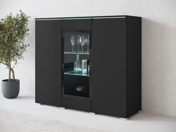 Home affaire Highboard Vera, Highboard mit 4 Türen, 9 Fächern, verglasten Türen