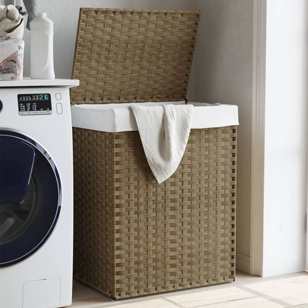 vidaXL Wäschekorb mit Deckel 46x33x60 cm Poly Rattan 372029