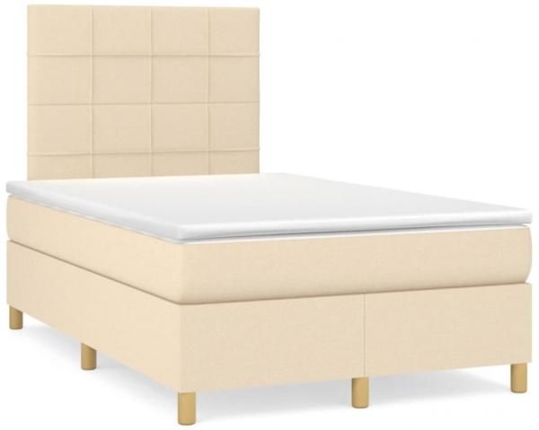 Boxspringbett mit Matratze Creme 120x190 cm Stoff (Farbe: Creme)