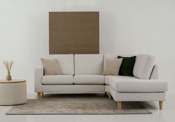 andas Ecksofa Tvinno, im skandinavischen Stil, L-Form, mit Massivholzfüßen, Breite 230 cm