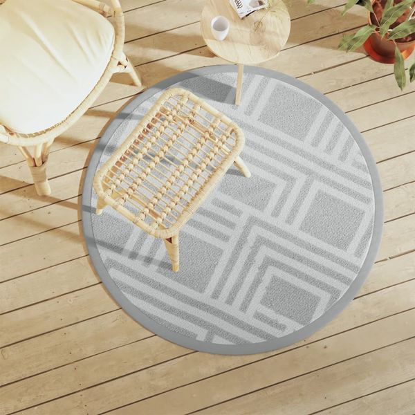 vidaXL Outdoor-Teppich ARAKIL Grau Ø120 cm PP 368568