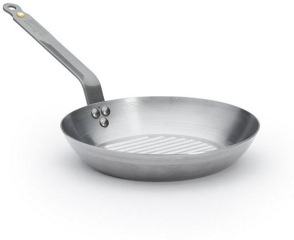 de Buyer Bratpfanne Mineral B, Grillpfanne 26 cm - Eisen mit Bienenwachsbeschichtung -