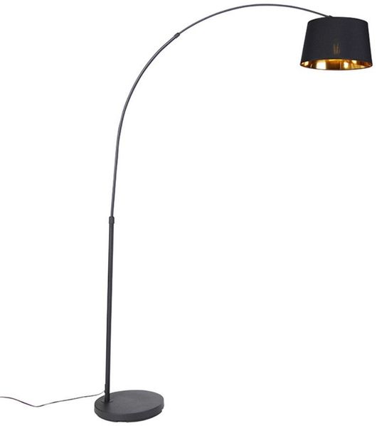 Qazqa Bogenlampe Arc-basic, ohne Leuchtmittel, Warmweiß, QAZQA Bogenlampe, e27, Schwarz, Stahl, Modern