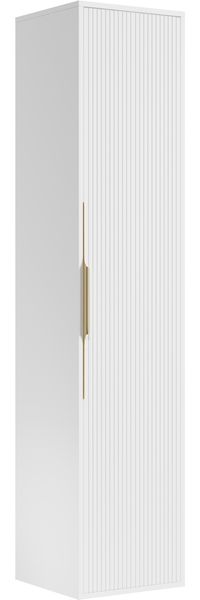 Badplaats Badezimmerschrank Rimini 38 x 33 x 170 cm Weiß Matt - Hoch Badschrank mit 1 Tür und Soft-Close