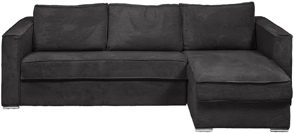 Vente-unique - LORETO Sofa SamtStoff Grau - B 223 cm152 cm x H 90 cm x L 278 cm