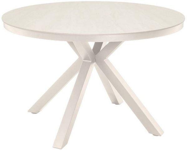 Lesli Living Gartentisch Tafel DAVOS rund creme Ø118cm Aluminium